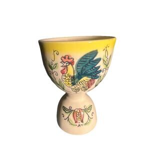 Vintage Rooster Ceramic Egg Cup Hand‑Painted Country Farmhouse Kitchen Decor